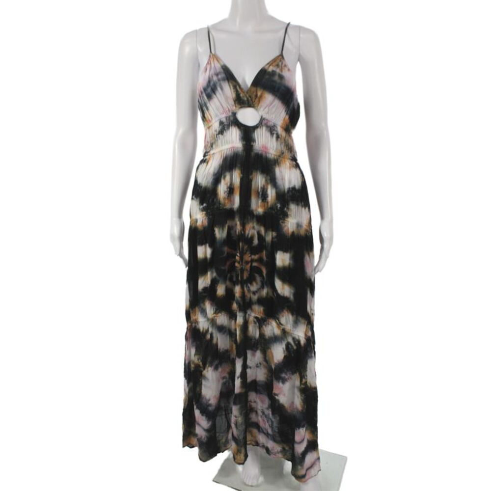 Young Fabulous & Broke Women Black Maxi Sundress V Neck Size XS